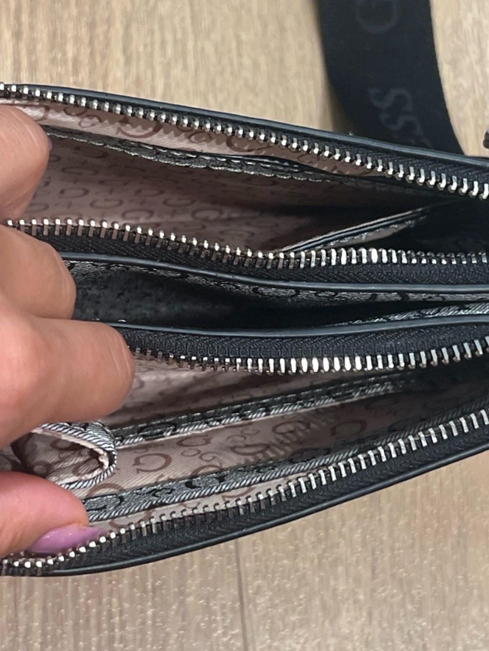 Guess Logo Monogram Crossbody Bag in Light Gray - Picture 3 of 5